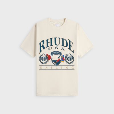 Rhude Usa Sailing Icon Tee - Vintage White / Black