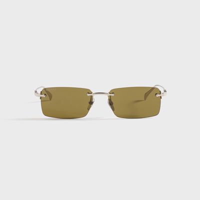 Gucci GG Rectangle Frame Sunglasses - Silver / Brown
