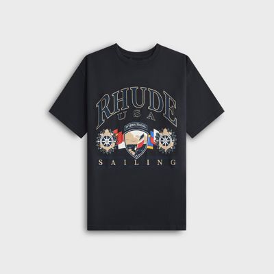 Rhude Usa Sailing Icon Tee - Vintage White / Black
