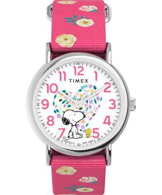 Timex X Peanuts® Timex Weekender Floral 38mm Fabric Strap Watch