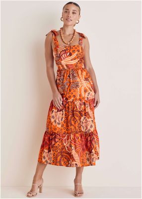 Tiered Maxi Dress - Parrot Palm