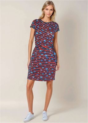 Tie-Front T-Shirt Dress - Dark Gettysburg Gouache