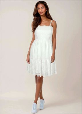 Spaghetti Strap Eyelet Mini - White