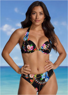 Marilyn Push-Up Bikini Top - Beaded Floral