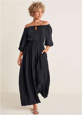 Off-The-Shoulder Jumpsuit - Jet Black
