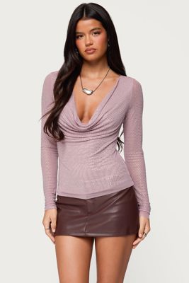 Marena Rhinestone Cowl Neck Top