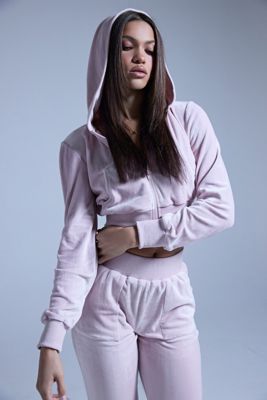 Taylor Velour Fitted Zip Up In Pink