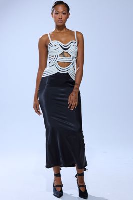 Regal Rope Detail Satin Midi Dress