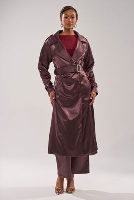 Slow Down Satin Trench