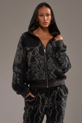 Electric Love Rhinestone Zip Up Sweatshirt