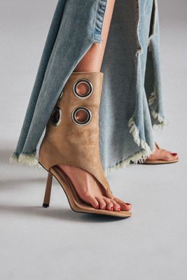 Azalea Wang Baina Tan Silver Hardware Stiletto Sandal