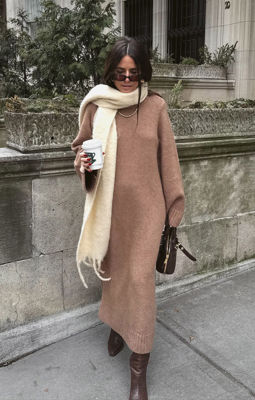 Lorraine Maxi Sweater Dress ~ Maple Brown Knit