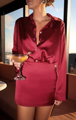 All Night Skort ~ Cranberry Luxe Satin