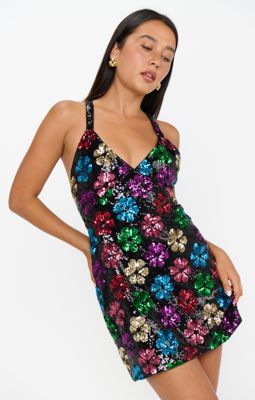 Anderson Mini Dress ~ Flower Pop Multi Sequins