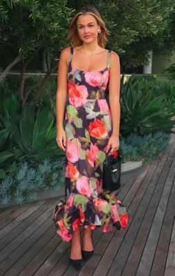 Rebecca Midi Dress ~ Noir Blooms