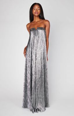 Athena Maxi Dress ~ Pleated Silver