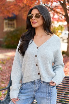 Kathryn Grey Long Sleeve Cardigan Final Sale