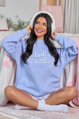 Literally Freezing Periwinkle Graphic Sweatshirt Sale