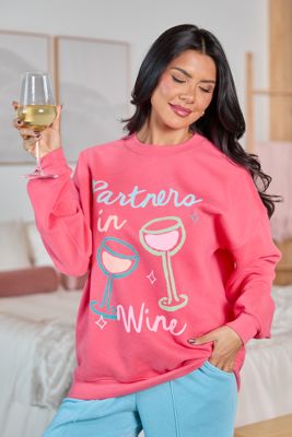 Partners In Wine Light Red Graphic Sweatshirt Sale