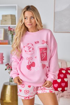 Love Icons Light Pink Graphic Sweatshirt Sale