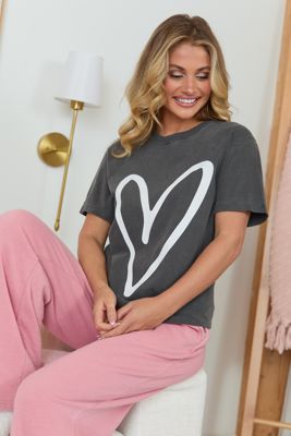 Heart Sketch Grey Graphic Tee Sale