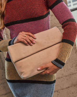 Maelyn Faux Suede Foldover Clutch
