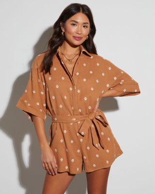 Fallon Collared Tie Waist Romper