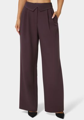 Tailored Foldover Waistband Wide Leg Pant