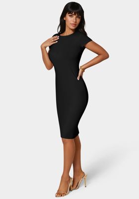Short Sleeve Midi T-Shirt Ribbed Dress