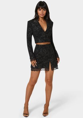 Tailored Floral Jacquard Mini Skirt