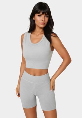 Double Layer Front Seamless Crop Tank