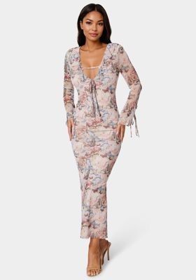 Ruffle Detail Mesh Maxi Dress