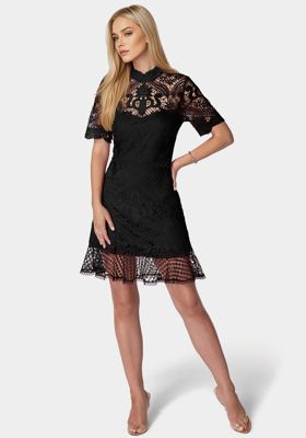 Flounce Lace Mini Dress