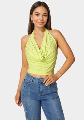 Halter Drape Embellished Top
