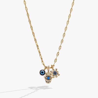 Evil Eye Triple Charm Necklace