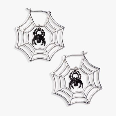 Glow In The Dark Spider Web Hoop Earrings