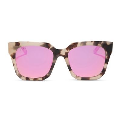 Ariana - Cream Tortoise + Pink Mirror Sunglasses