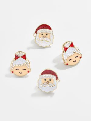 MR. & Mrs. Claus Kids' Clip-On Earring Set - Red/White