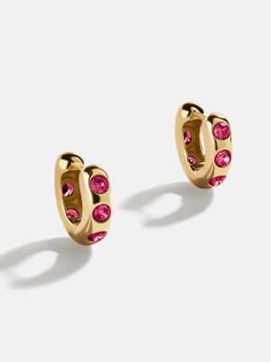 Sydney 18K Gold Plated Sterling Silver Birthstone Earrings - Ruby