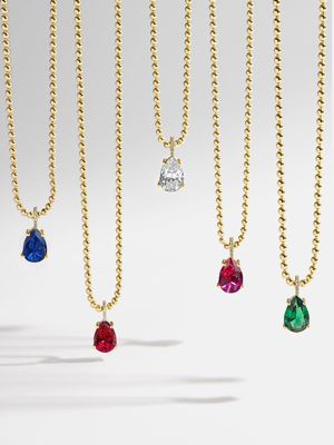 Esther 18K Gold Plated Sterling Silver Birthstone Necklace - Crystal
