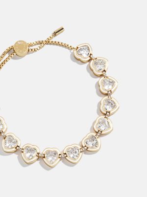 Repeating Heart Crystal Bracelet - Gold/Pavé