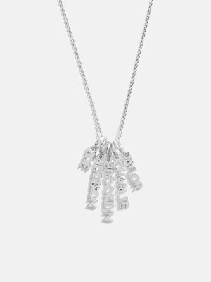 Mini Silver Block Cluster Custom Nameplate Necklace - 5 Names