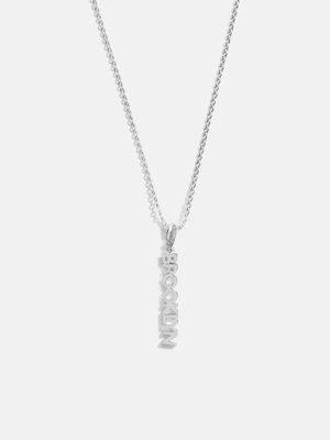 Mini Silver Block Cluster Custom Nameplate Necklace - 1 Name