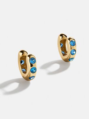 Sydney 18K Gold Plated Sterling Silver Birthstone Earrings - Blue Zircon