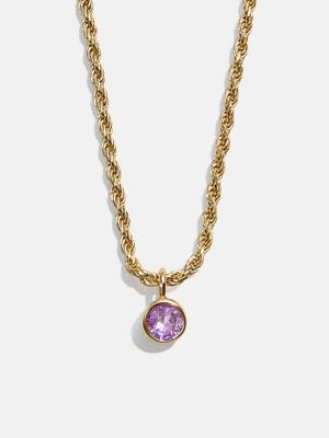 Florence 18K Gold Plated Sterling Silver Birthstone Necklace - Light Amethyst