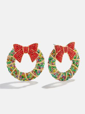 All Wreathed Up Holiday Earrings - Holiday Wreath
