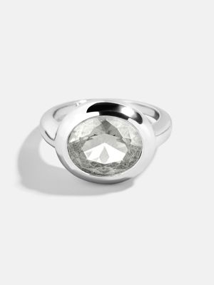 Silver Cubic Zirconia Custom Birthstone Ring - Crystal