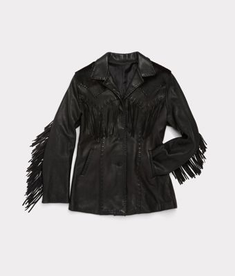 Hair-On Yoke Fringe Jacket :: Black