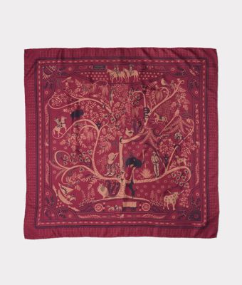 Roots Silk Scarf :: Burgundy