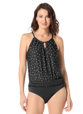 Beach House Women's Sailor Dot Jamie High Neck Keyhole Tankini Top